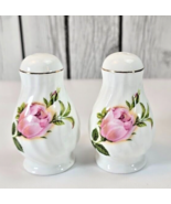 Bone China Salt and Pepper Shakers Pink &amp; Yellow Roses, Grannycore Cotta... - €10,07 EUR