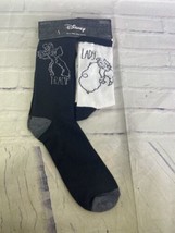 Disney Lady and The Tramp His Hers Crew Socks 2 Pairs Black White NEW - $15.93