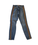 7 For All Mankind Womens Gold Shimmer Stripe High Waist Ankle Skinny Jea... - $500.18 MXN