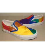 Vans Size 7 M X PRIDE Patchwork Leather Satin Slip On Sneakers New Men&#39;s... - $117.81