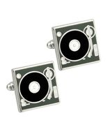 TURNTABLE CUFFLINKS Music DJ Vinyl Record Player Enamel Square NEW w GIF... - $14.95