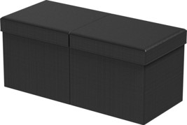 Foldable Faux Leather Storage Ottoman Bench By Simplehouseware In Black. - £41.55 GBP