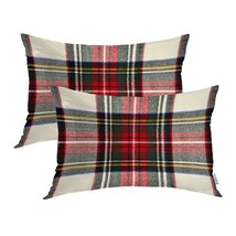 Scottish Tartan Pillowcases,Green Wool Plaid Symmetric Square Fashion Decorative - £31.95 GBP