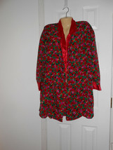 Victoria&#39;s Secret Vintage Gold Label Red Floral Tuxedo Robe Sz Large Guc - £15.17 GBP