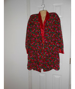 VICTORIA&#39;S SECRET VINTAGE GOLD LABEL RED FLORAL TUXEDO ROBE SZ LARGE GUC - $19.26