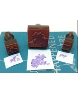 Vintage Wooden Handled Rubber Stamps Cow Dairy Themed Ace Stamps Set of 3  - £19.16 GBP