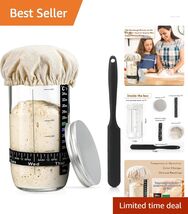 Elegant 24 oz Sourdough Starter Jar with Silicone Scraper &amp; Temperature ... - $24.70