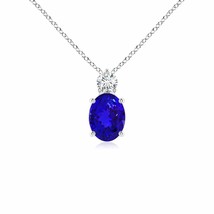 ANGARA 8x6mm Natural Tanzanite Solitaire Pendant Necklace with Diamond in Silver - £397.42 GBP+