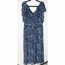 Lauren Ralph Lauren Print Georgette Gown Full Length Dress Navy Blue 16 - $87.12