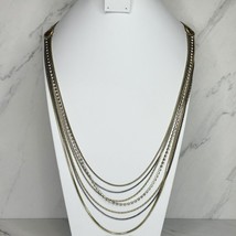 Chico&#39;s Gold Tone Multi Strand Long Snake Print Necklace - £15.76 GBP