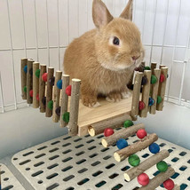 Premium Solid Wood Pet Rabbit Nest with Climbing Ladder &amp; Branch Platform - £36.98 GBP+