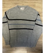 Wintuk Orlon Acrylic Knit Sweater Gray Striped - Men&#39;s Small Vintage 80s... - $24.70