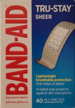 Band-Aid Tru-Stay Sheer Strips Adhesive Bandages 3/4x3 Inch 40/Box - £4.73 GBP