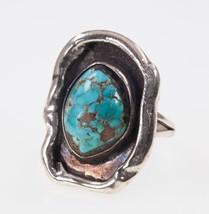 Vintage Navajo Sterling Silver Turquoise Ring Sz 10.50 - £102.66 GBP