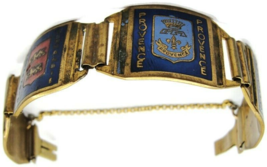 Story Panel Bracelet French Brass Vintage - £115.97 GBP