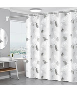Silver Grey Sheen &amp; White Leaves Shower Curtain, PEVA, Modern, 71&quot; x 71&quot;... - $332.48 MXN