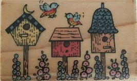 Hero Arts Rubber Stamp Good Neighbors Birdhouses Spring Garden Card Making Craft - £3.92 GBP