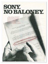 Print Ad Sony No Baloney US Senate Study Vintage 1973 Advertisement - £7.62 GBP