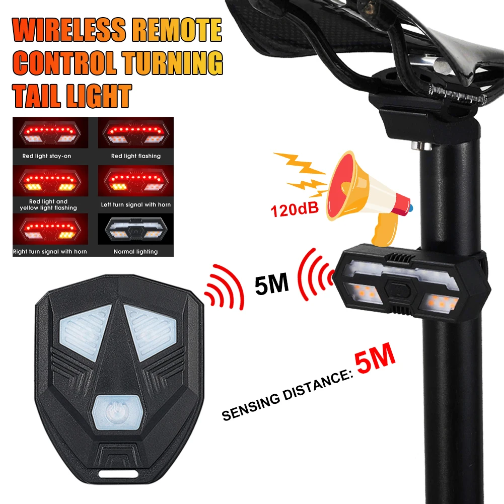 WEST BIKING Bicycle Taillight with Horn Wireless Remote Control Recharge... - £14.82 GBP