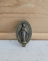 Brooch Vintage Mary Religious Pocket Clasp Paper Clasp 1960 Brass - $493.18 MXN