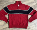 Vtg Gap Sweater Wool Red Navy Stripe Pullover 1/4 Zip Long Sleeve Mens M... - $26.93