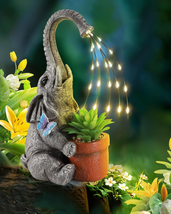 Mothers Day Gifts for Mom, Solar Elephant Figurine with Succulent Plant Pot - 11 - £33.35 GBP