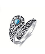 Turquoise sunflower sterling silver spoon ring - $33.95 CAD