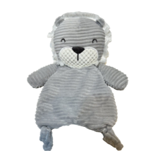 Modern Moments By Gerber Plush Gray White Lion Ribbed Knotted Security Blanket - £8.35 GBP