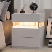 LED Nightstand 3 Drawer Dresser w/ Acrylic Board (White) - $128.99