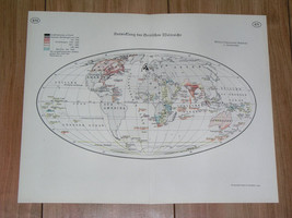 1938 Vintage Historical Map Of British Empire Expansion / India Africa America - £22.69 GBP