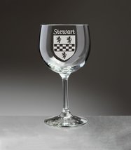 Stewart Irish Coat of Arms Red Wine Glasses - Set of 4 (Sand Etched) - £54.34 GBP