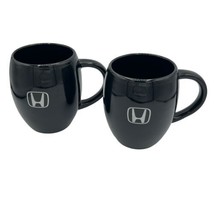 Honda &quot;H&quot; Coffee Tea Mugs Cups 2 Black Large Barrel 4 x 3.75 EUC Automob... - $15.85
