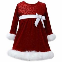 Girls Dress Christmas Red Santa Glitter Sequin Long Sleeve Holiday Party-size 4 - £29.28 GBP