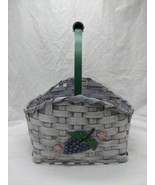 Light Blue Gray Wicker Grape Easter Basket 9&quot; X 7&quot; X 13&quot; - $34.65