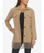 Laundry by Shelli Segal Women&#39;s Fringe Shacket Jacket in Mink Tan Sz Sma... - $67.68 CAD
