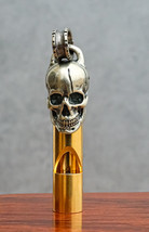 Solid Brass And Steel Ghost Skull Head Death Whistle With Key Chain Ring - £13.53 GBP