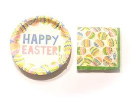Happy Easter Paper Plates &amp; Colorful Easter Egg Napkins - Party Supplies... - £8.59 GBP
