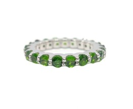 Green Diospide Eternity Stacking Ring Chrome Diopside Eternity Engagement Band - $152.41+