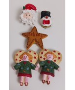 5 Vintage Christmas Button Covers Santa, Snowman,  Star And Sngels - $420.86 MXN