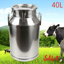 40L 10.56Gallon Stainless Steel Milk Can Milk Jug Bucket Oil Storage Con... - £127.87 GBP