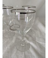 6 Vtg Wine Glasses w/ thin Silver Band mid century Retro MCM - $79.12