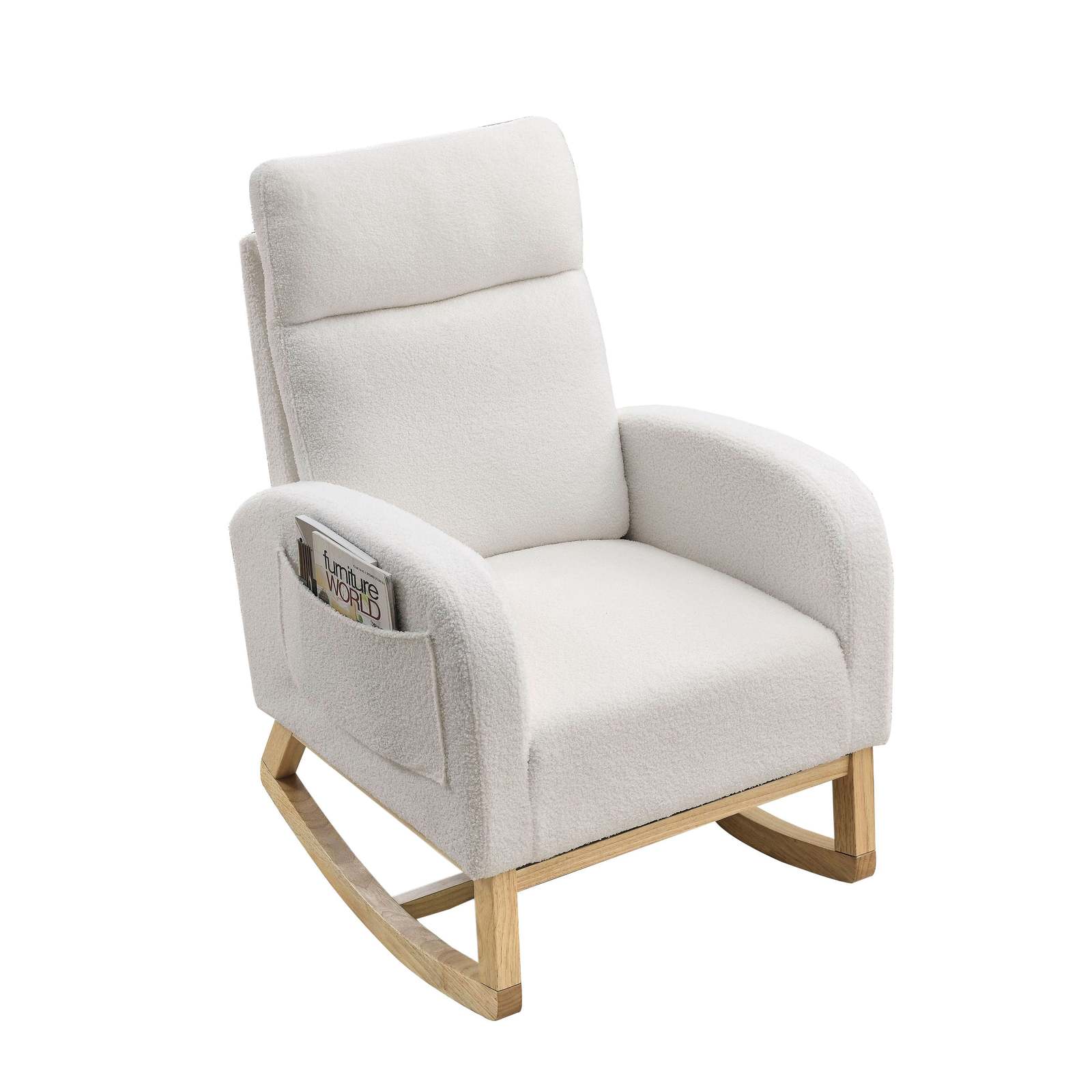 Welike Modern Accent High Back Living Room Lounge Rocking Chair, Ivory Item image 13