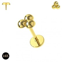 14K Gold Internally Threaded 4mm Trinity Half Balls Tragus Piercing Ear Stud 16G - £133.08 GBP