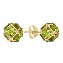 6.7 Carat 14K Yellow Gold Stud Elegant Gemstone Earrings w/ Natural Peri... - £383.78 GBP