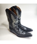 El General Limited Edition Black Ostrich Leather Cowboy Boots Men&#39;s Size 8 - £94.30 GBP