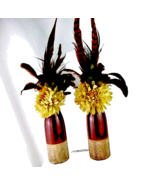 Pier 1 Set of 2 Flowers Feathers Vases Home Decor - $35.64