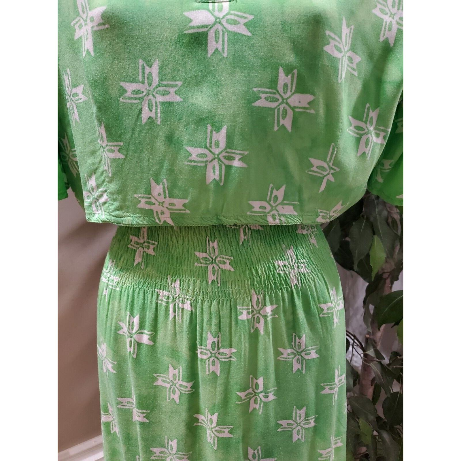Vintage Donar Hadi Green Polyester Short Sleeve Top & Knee Length Dress Suit Item image 4