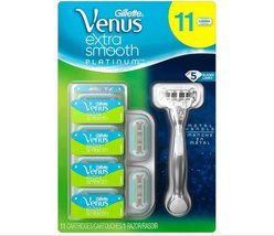 Gillette Venus Extra Smooth Platinum Razor &amp; Refills 11-count Bundle 5 Blades BN - £23.66 GBP