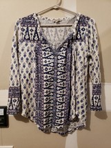 Womens Lucky Brand Blouse Shirt Blue And White Size S - £9.56 GBP