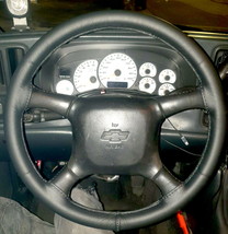  Leather Steering Wheel Cover For Gmc C3500 Extended Cab Pickup Black Seam - $49.99
